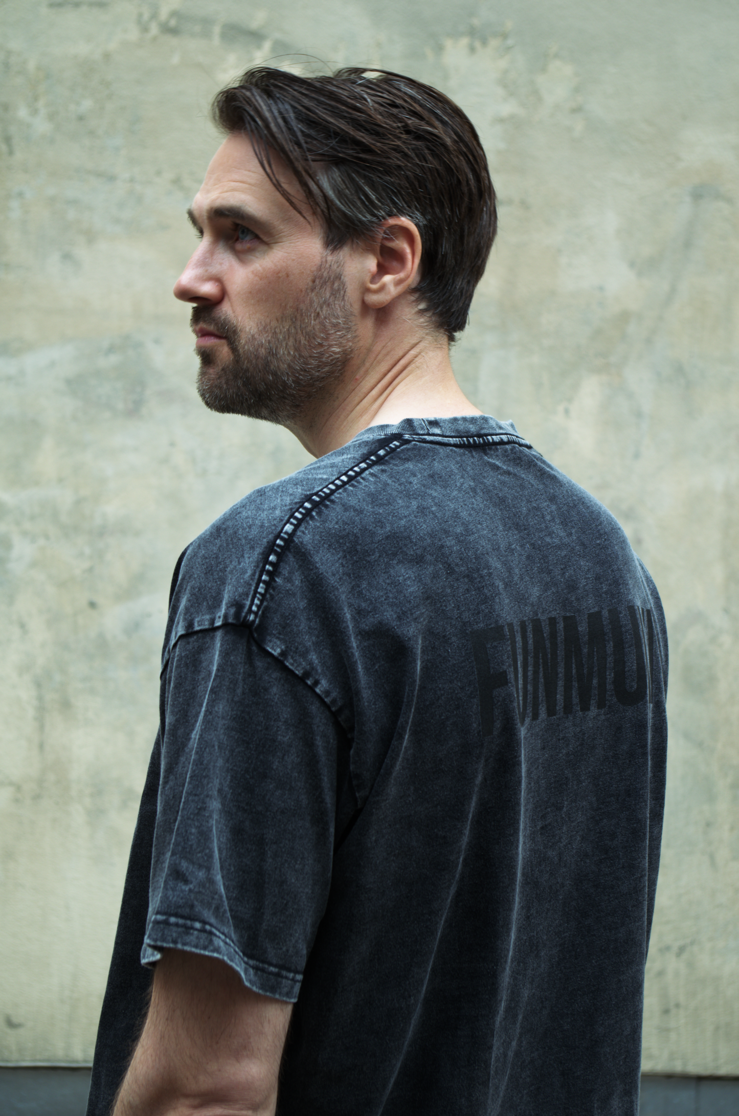 Snow Washed Oversized Cotton T-Shirt Black